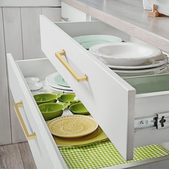 FILTA 6.3 Inch(160mm) Hole Centers Gold Cabinet Handles(Set of 10),Gold Cabinet Pulls Zinc Alloy Kitchen Cabinet Pulls Cabinet Hardware for Cabinets Cupboard Drawer