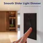 LIDER Dimmer Paddle Switch for Dimmable 300W LED/CFL Lights, 1-Pole or 3-Way, 120 V, Modern Upgrade, UL Listed, Wall Plate Included, Brown