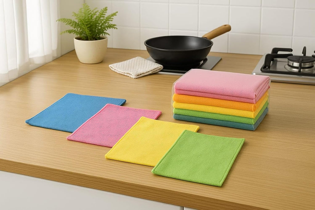 Microfiber Cleaning Cloths, 12 Pack, 6 Mixed Colors, 11.8 x 15.7 inches
