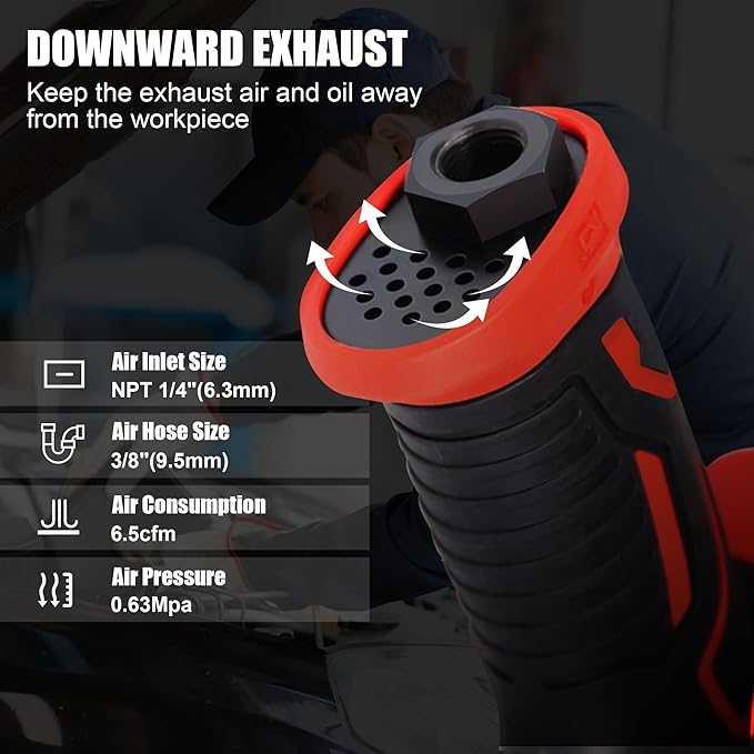 1/2 Inch Air Impact Wrench, Max Torque 1560 ft-lbs, lightweight 4.4 lb Design, Air Impact Gun Includes 11 Pcs CR-V Steel Impact Socket Set and Storage Case, Twin Hammer 8000RPM for Automobile Repair