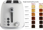 Rae Dunn Retro Rounded Bread Toaster, 2 Slice Stainless Steel Toaster with Removable Crumb Tray, Wide Slot with 6 Browning Levels, Bagel, Defrost and Cancel Options, Cream