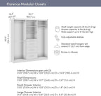 Bestar 75W x 16D Modular Closet Organizer System, Reach-in Closet with Rods, Shelves, and Drawers, Slab Style, Florence Collection, White