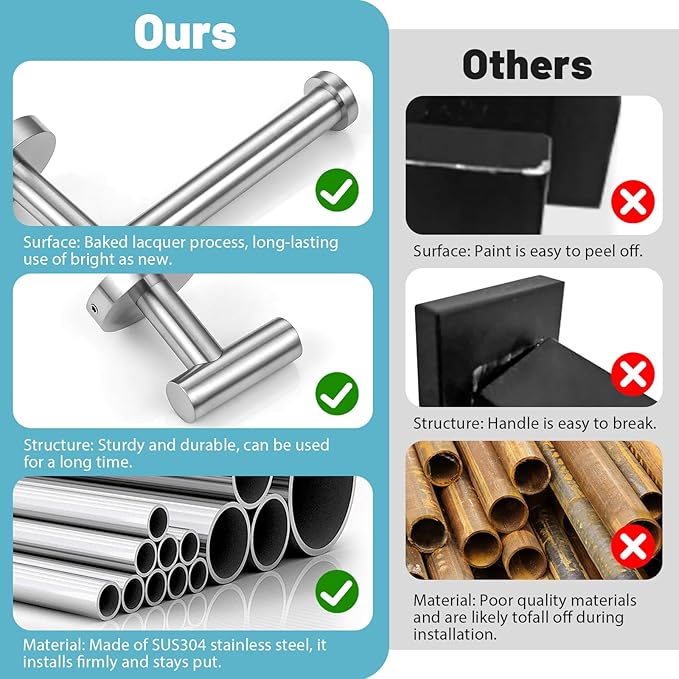 10 Pieces Brushed Nickel Bathroom Hardware Set, SUS304 Stainless Steel Towel Holder Set Includes 23.6 Inch Towel Bar, Toilet Paper Holder, Towel Ring and Towel Hook Wall Mount Bathroom Accessories Set