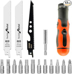 Multi Blades Hand Saw, Small Hand Saw Tool Set for Cutting Wood, Drywall, Plywood, Plastic, Soft Metal for DIY Crafts in Portable Storage Case with Screwdriver Bits