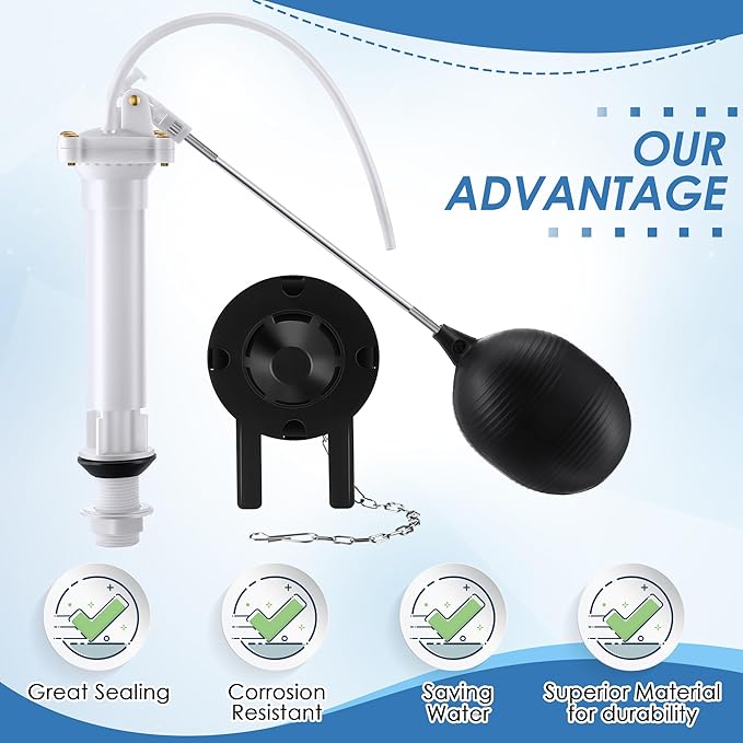 Dreyoo Universal Toilet Tank Repair Kit Compatible with Danco 80816, Toilet Repair Parts Fill Valve, Flapper, Rod, Float Replacement, Toilet Repair Kit for 8.5 Inch Tanks, Toilet Tank Flapper Replace