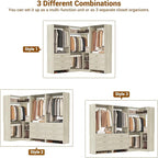 Aheaplus Closet System with 6 Drawers, 4 Hanging Rods & Corner Tower, Corner Closet System with Hanging,80.9" L-Shaped Walk-In Wardrobe Organizer, 2000+ lbs Capacity, Set of 3, White Oak