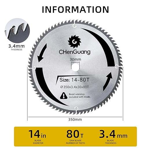 14 Inch 80 Tooth Miter/Tungsten Carbide Tipped Blade High-Performance Professioal Saw Blade for Cutting Wood