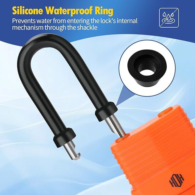 HOX 4-Pack Weather Resistant Padlocks – 40mm Laminated Steel, Chrome Plated with 2-inch Shackle, Vinyl Wrapped, Hardened Steel for Extra Security