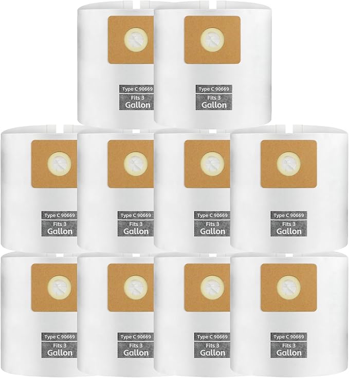 10 PCS Bundle Set 3 Gallon Vac Bags, ALYYDBG Type C 90669 9066900 9066933, All Around Vac Filter Bags