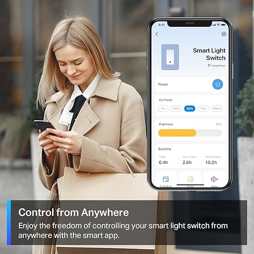 TP-Link Tapo Matter Smart Dimmer Switch: Voice Control w/Siri, Alexa & Google Assistant, UL Certified, Timer & Schedule, Easy Guided Install, Neutral Wire Required, Single Pole, Tapo S505D