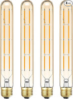 Dimmable Led Tubular Bulb,8.9inch Long Tube Edison Light Bulbs Vintage Filament Bulb 8W,75W Equivalent,2700K Warm White,Amber Glass Cover E26 Medium Base. (4-Pack)
