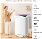 COSTWAY Portable Washing Machine, 7.7lbs Capacity Compact Laundry Washer and Spin Combo with 6 Programs, Built-in Barrel Light, Full-Automatic Washing Machine for Apartments Camping RVs Dorm, Pink