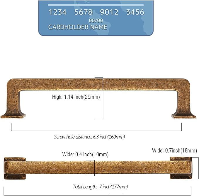 10 Pack Antique Brass Cabinet Pulls 6.25 Inch Kitchen Cabinet Handles Vintage Drawer Pulls Kitchen Handles for Cabinets Retro Dresser Pulls Drawer Handle