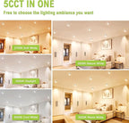 DAMINY 24 Pack 4 Inch Black LED Recessed Lighting with Junction Box,5CCT,Ultra-Thin Recessed Light,7W 700lm, Dimmable Canless Wafer Ceiling Light, High Brightness - ETL