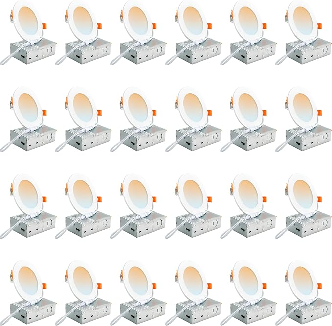 DLLT LED Recessed Ceiling Light: 24 Pack 4 Inch Gold Recessed Lighting