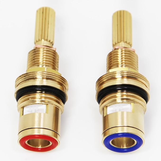 1-001 & 1-002 Ceramic Valve Set, Lead-Free Brass, Replacement Newport Brass Hot and Cold Cartridge, Kingston KSRPL5000HC & CC, For Use With Widespread Faucet and Deck Mounted Pot Filler Faucet