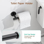 USHOWER Matte Black Bathroom Hardware Set, Modern 18-Inch Towel Bar Set Wall Mounted, Durable SUS304 Stainless Steel Bathroom Accessories Set, 4-Piece