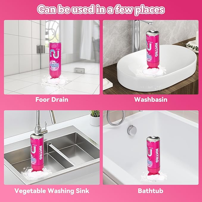 Foaming Drain Cleaner, Sink Cleaner and Deodorizer, Drain Clog Remover for Kitchen Sinks, Tubs, Shower Drains (2pcs, Count, 2)