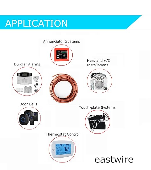 18/6 25ft Thermostat Doorbell HAVC Heating Control Cable Wire, 100% Solid Copper Conductors CL2 ETL Listed, UV Resistant RoHS for Indoor/Outdoor Low Voltage Applications Use Brown