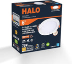 HALO HLB 6 inch LED Recessed Lighting Canless Dimmable Ceiling Light with Selectable Lumens and Selectable Color Temperature 2700K-5000K Wet Location Indoor Outdoor Soffit Downlight HLB6LSFS5