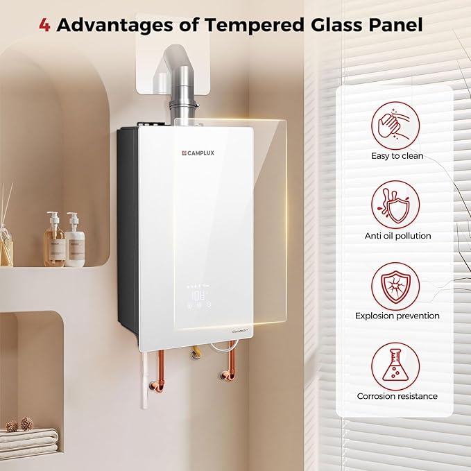CAMPLUX Climatech 7 Tankless Water Heater Propane 170,000 BTU, 6.86 GPM Residential Instant On-Demand Tankless Hot Water Heater Liquid Propane, Indoor Installation, CA686WLP, Real Parameters, No False