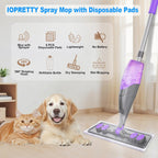 Spray Mops for Floor Cleaning - Wet Dry Mops with 6 Disposable Pads for Swiffer Powermop - Refillable Bottle for Hardwood Tile Home Kitchen - Absorbs Pet Hair Dust Stains