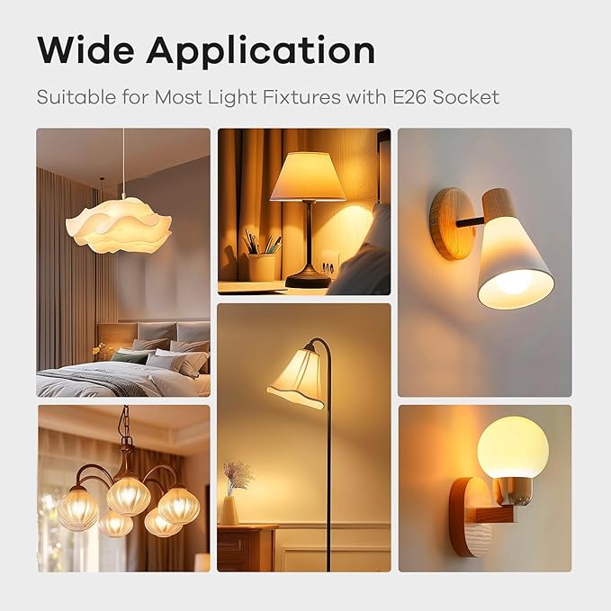 Linkind A19 LED Light Bulbs Dimmable, 60W Equivalent, 2700K Soft White, 9W 800 Lumens, E26 Standard Base, Lighting for Bedroom Living Room Home Office, 12 Packs