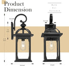 zeyu 22 Inch Outdoor Wall Light Sconce, Large Exterior Wall Light Fixture for House Porch, Die-Cast Aluminum with Seeded Glass, Black Finish, ZD100B-M BK