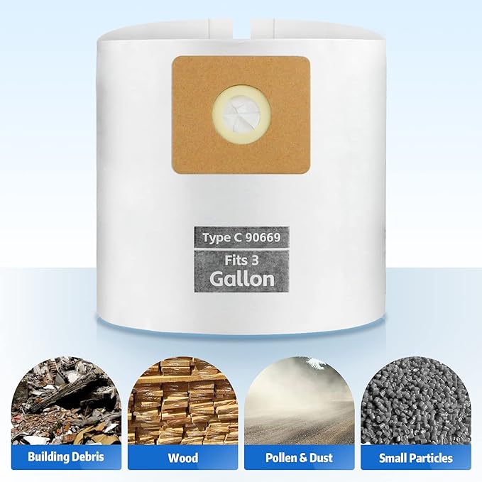 10 PCS Bundle Set 3 Gallon Vac Bags, ALYYDBG Type C 90669 9066900 9066933, All Around Vac Filter Bags