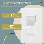 TOPGREENER Dimmer Light Switch, LED Dimmer Switches for 300W Dimmable LED/CFL Lights and 600W Incandescent/Halogen,Full Range Dimming, Single Pole/3-Way, Wall Plate Included, UL Listed, 6 Pack,White