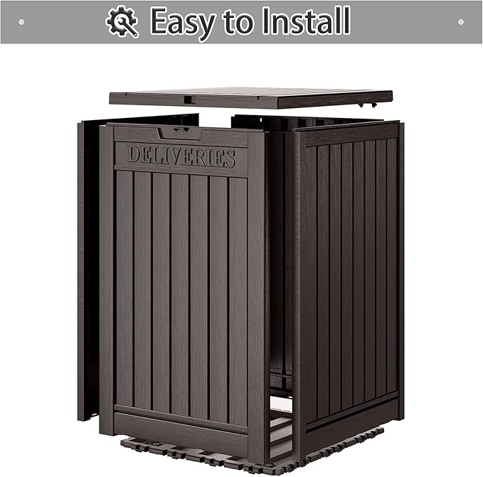 48 Gallon Package Delivery Box for Porch, Outdoor Storage with Lockable Secure, Large Double Wall Resin Outdoor Package Delivery and Waterproof