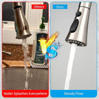 iFealClear Universal Kitchen Faucet Head Replacement, 3 Modes Pull Down Faucet Spray Head, Compatible with Moen Delta, Equipped with 15 Adapters, Brushed Nickel
