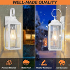 2 Pack Outdoor Light Fixtures Wall Mount, 15 Inch White Exterior Wall Sconces Waterproof, Large Outside Lights for House, Modern Wall Lanterns Clear Glass