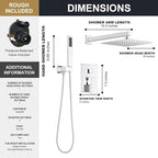 Lava Odoro Modern 2-Setting Square Shower System with Rain Shower Head and Handheld Spray Chrome, Rainfall Shower Faucet Set Chrome, Shower Valve and Trim Kit, Polished Chrome SF103-C