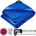 PROTARP Extreme Heavy Duty 22 Mil Tarp Cover, Waterproof, UV Resistant, Rip and Tear Proof, Poly Tarpaulin with Reinforced Edges for Roof, Camping, Patio, Pool, Boat. (Blue 10′ X 20′)