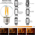 LiteHistory Dimmable g16.5 led Bulb 40W g16 1/2 led Edison Bulb 2700K 4W e26 Globe Light Bulbs for Ceiling Fan,Chandelier,Vanity Light Bulb AC120V 400lm 6Pack