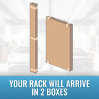 MonsterRax Overhead Garage Storage Racks 3x8’ Ceiling Mounted Shelving, Adjustable Hanging Organizer, Heavy Duty Steel, Holds 500 Pounds, Color: White, Adjustable from 24"-45" off the Ceiling