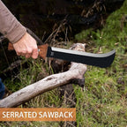 Billhook Sickle Machetes with Saw, Sharp Machete with No-Slip Wood Handle and Nylon Sheath, Sickle Survival Knife Machete for Gardening, Camping, Hunting, Survival, Bushcraft and Yard Work