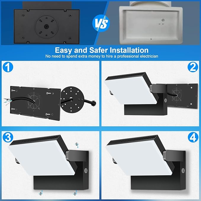 ledmo 150W LED Flood Light with 360° Rotatable Head, 5000K 18000LM Modern Outdoor Wall Lights, LED Security Commercial Exterior Wall Pack Light Fixture, Switch Control for Backard, Garage, Shop, Barn