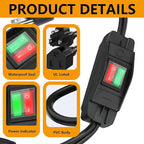 Black 2 Way Extension Cord with On/Off LED Switch, Fiabtool 3 Prong Extension Cord Splitter, Heavy Duty Plug Splitter, SJTW 18AWG 10A/125V, Indoor Use (6.56 Ft, Black)