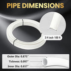 3/4 Inch-100 ft Foskan White PEX-B Pipe,Water Tubing with a Pipe Cutter,24 Pcs Pex Crimp Brass Fittings & 50 Pcs Clamp rings
