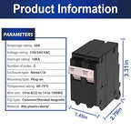 50 Amp 2-Pole Circuit Breaker, Type 3/4-Inch Plug-On Molded Case Circuit Breaker, 120/240V, Thermal Magnetic, 10-Yr Warranty