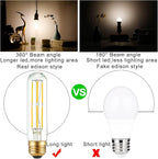 LiteHistory Tubular Light Bulb 6W Equal E26 LED Bulb 60 Watt dimmable Neutral White 4000K E26 Edison Bulb AC120V 600lm T9 T10 LED Bulb for Rustic Pendant,Island,Chandeliers,Wall sconces Pack of 6