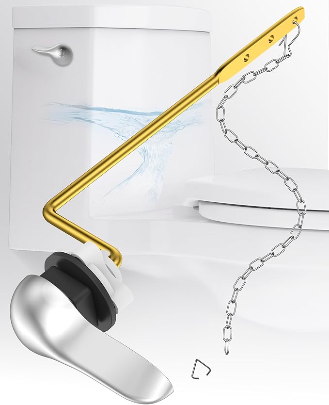 Universal Toilet Bowl Flush Handle Replacement Kit Side Mount, Toilet Repair Kit Inside Tank Chain Flusher Handle Lever Replacement Parts Compatible with American Standard Mansfield Kohler TOTO Eljer