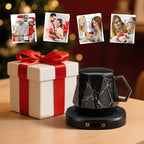 Coffee Mug Warmer & Unique Marbling Mug Set, Smart Heated Electric Cup Warmer for Desk Office, 4 Temperature Control Coffee Tea Beverage Warmer, 8 Hours Auto Shut Off, Christmas Birthday Gifts for Man