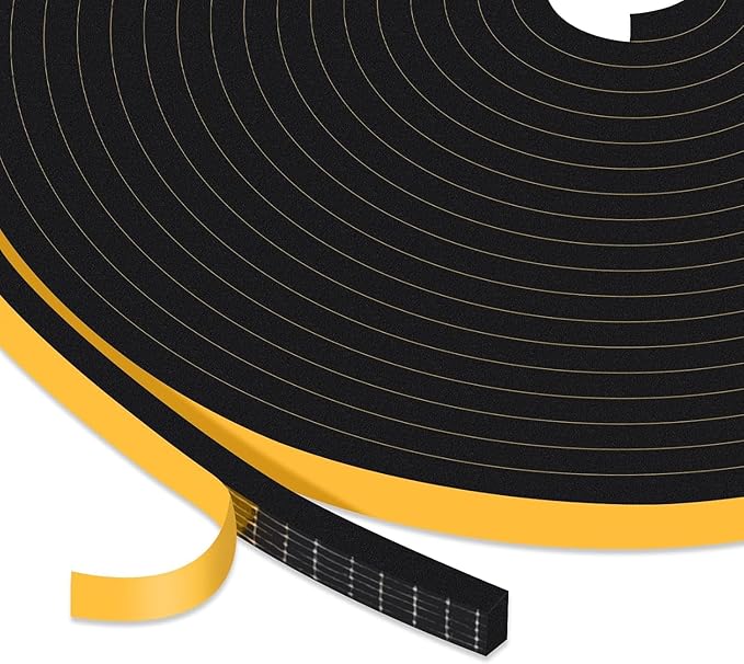 Weather Stripping Door Seal 1/4 inch Wide x 1/8 inch Thick Foam Insulation Door Seal Strip for Door Frame,Lightproof, Total 16.5Feet (16.5Ft x 1 Roll)