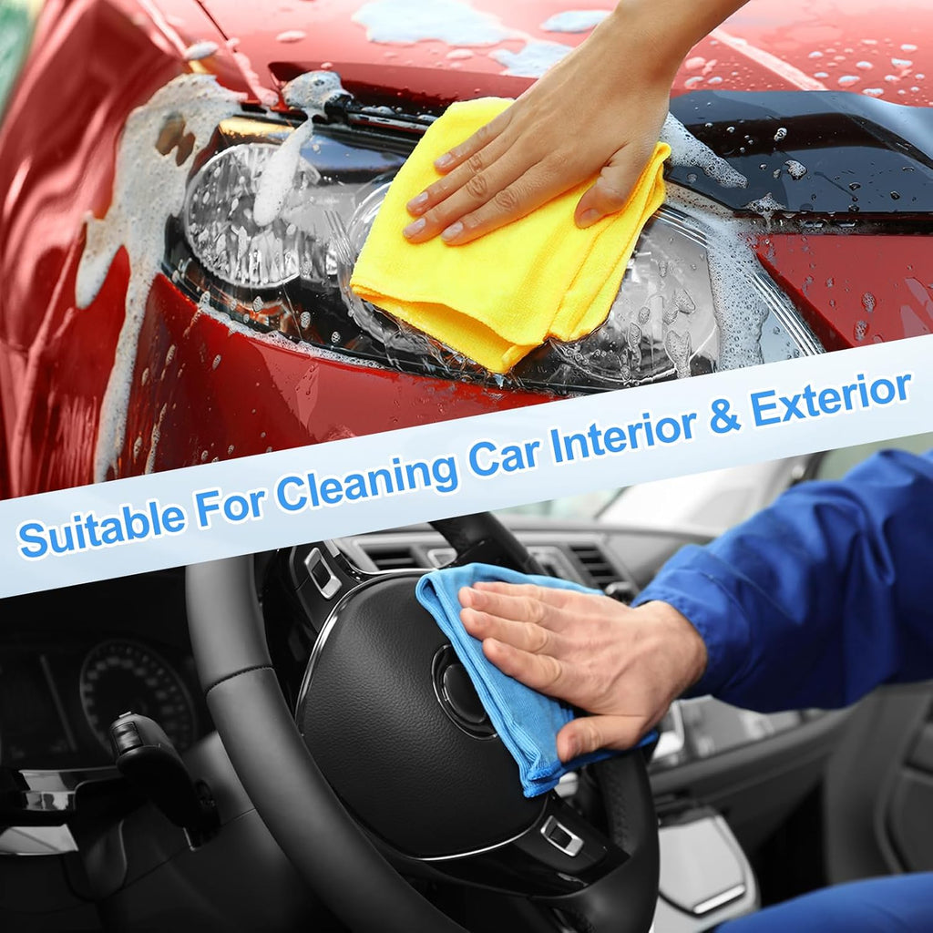 HARFINGTON 6 Pack Microfiber Cleaning Cloth, 24" x 12" Multi-Functional Cleaning Towels Reusable Absorbent Rags for Car Wash Kitchen Household Window Clean, Sapphire Blue