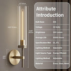 Brass Wall Sconces Set of Two 19.48'' Knurled Texture Indoor Wall Light Fixtures, Bathroom Vanity Light Fixtures with Clear Glass, Modern Wall Lamp for Living Room Hallway (Bulb Included)