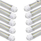 4ft T8 LED Tube Lights,36W 3600lm,White 6500K,R17d Base,45.8 inches End to End,60W F48T12 Fluorescent Bulb Replacement,Ballast Bypass,Dual-Ended Connection,Sign,Shop Lighting,Pack of 10