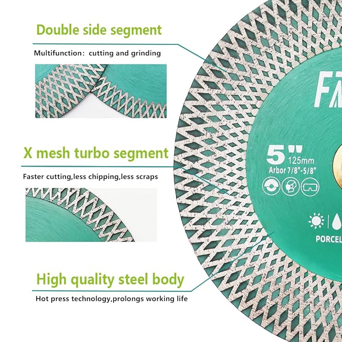 Tile Saw Blade 4-1/2" Diamond Blade 2pcs 115mm for Cutting and Grinding Ceramic Tile Porcelain Marble Granite